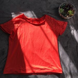 Orange lace sleeve top with zipper size XL